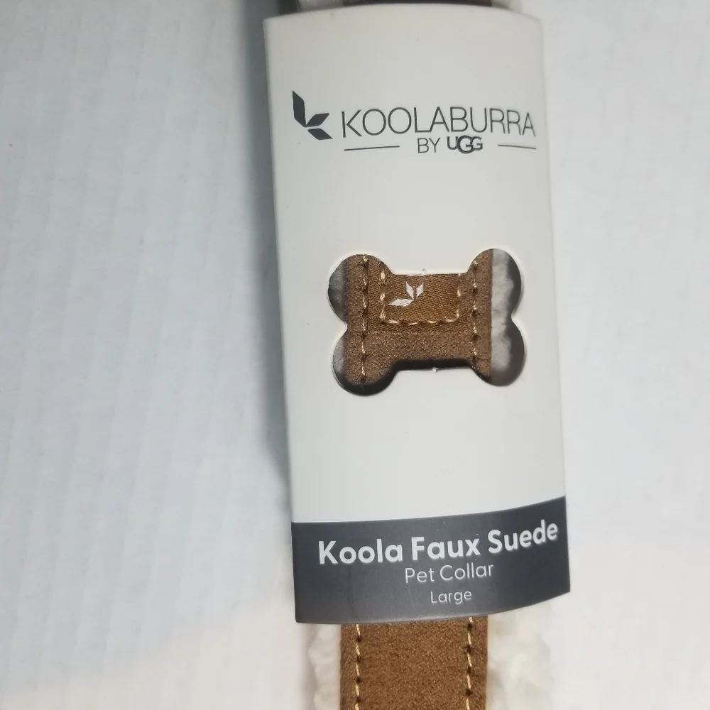 NWT KOOLABURRA BY UGG BROWN WITH WHITE SHERPA KOOLA FAUX SUEDE DOG COLLAR SIZE L